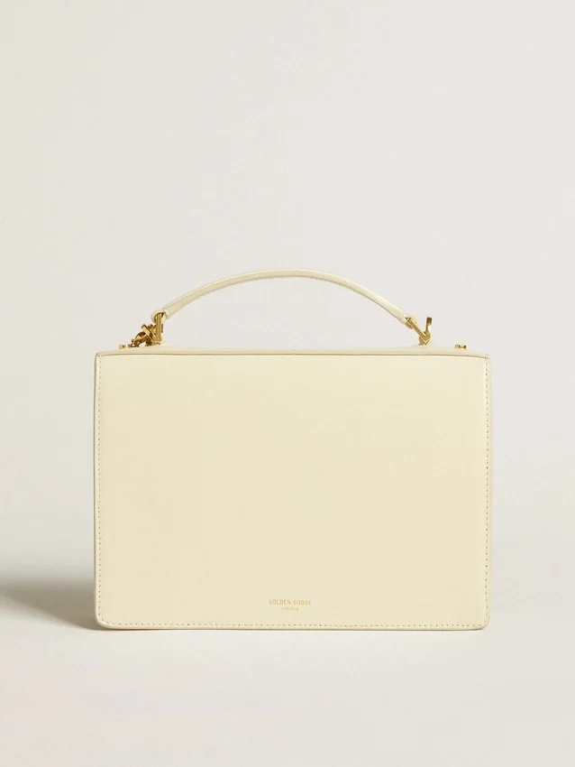 Bolso Venezia en piel repujada color mantequilla con doble colgante
