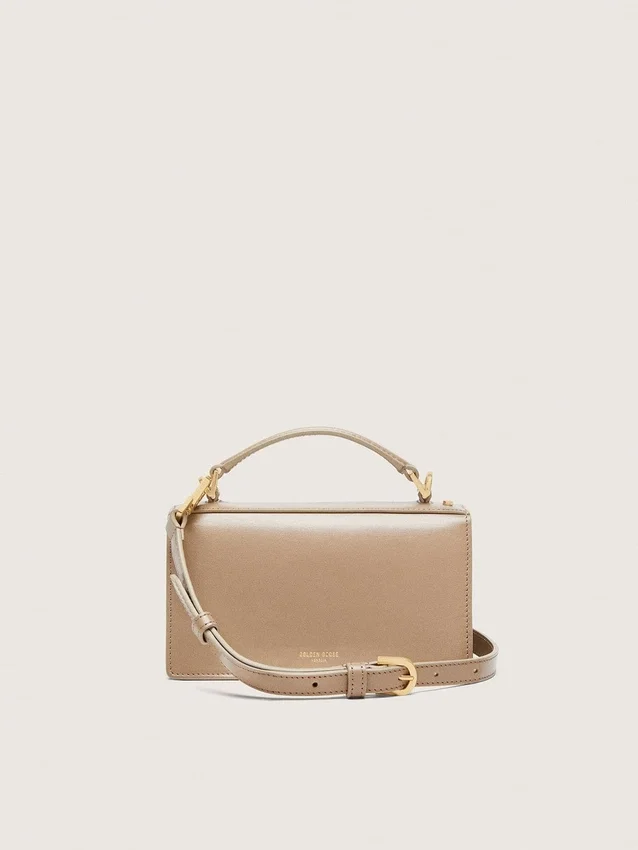 Bolso Venezia pequeño en piel beige con detalles dorados
