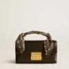 Bolso Venezia pequeño en piel de vacuno en negro con pañuelo de seda