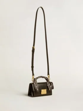 Bolso Venezia pequeño en piel de vacuno en negro con pañuelo de seda