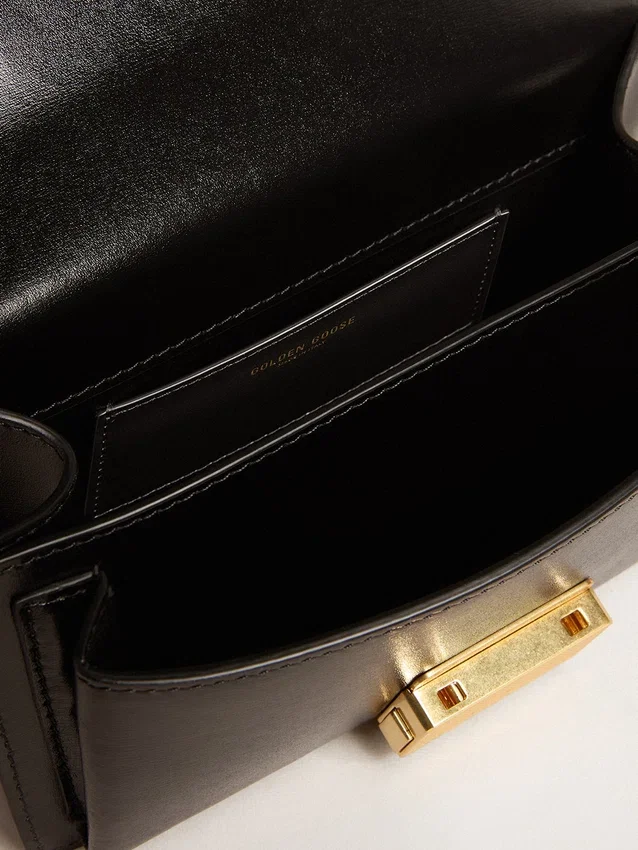 Bolso Venezia pequeño en piel de vacuno en negro con pañuelo de seda