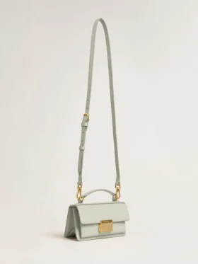 Bolso Venezia pequeño en piel granulada gris mineral con detalles dorados
