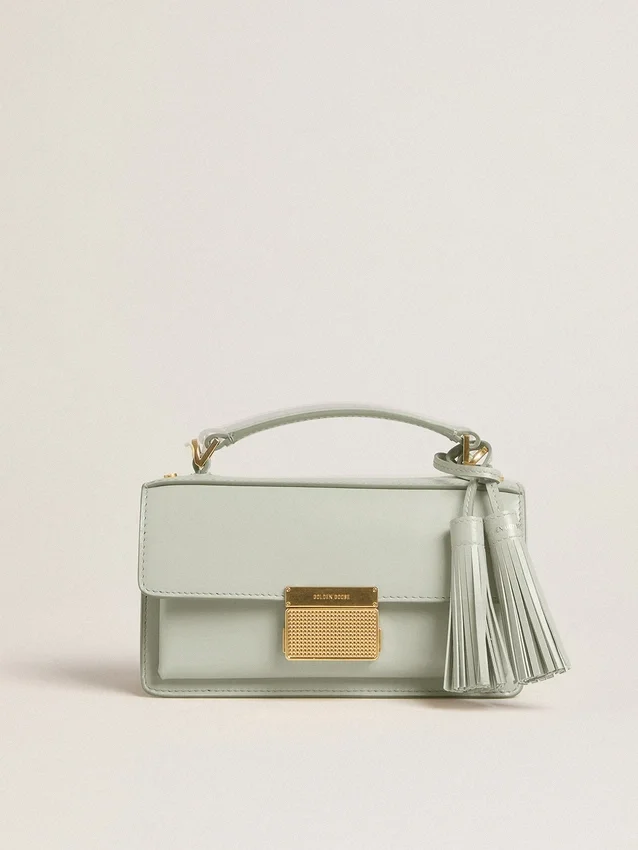 Bolso Venezia pequeño en piel granulada gris mineral con detalles dorados
