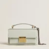 Bolso Venezia pequeño en piel granulada gris mineral con detalles dorados