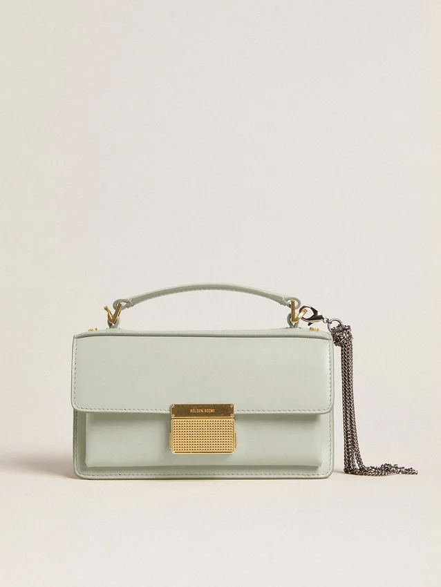 Bolso Venezia pequeño en piel granulada gris mineral con detalles dorados