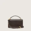 Bolso Venezia pequeño en piel marrón oscuro con hebilla dorada