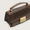 Bolso Venezia pequeño en piel marrón oscuro con hebilla dorada