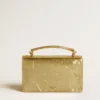 Bolso Venezia pequeño en piel metalizada dorada con detalles dorados