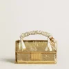 Bolso Venezia pequeño en piel metalizada dorada con detalles dorados