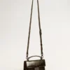 Bolso Venezia pequeño en piel metalizada negra con detalles negros