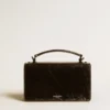 Bolso Venezia pequeño en piel metalizada negra con detalles negros
