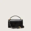 Bolso Venezia pequeño en piel negra envejecida con detalles dorados