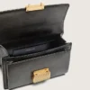 Bolso Venezia pequeño en piel negra envejecida con detalles dorados