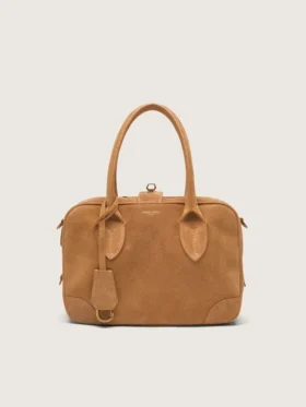 Bolso Vita en ante color camel con detalles dorados