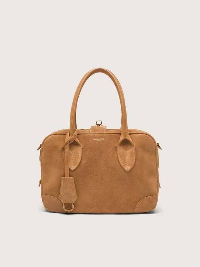 Bolso Vita en ante color camel con detalles dorados