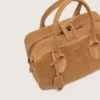 Bolso Vita en ante color camel con detalles dorados