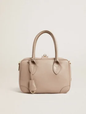 Bolso Vita en piel color topo con detalles dorados