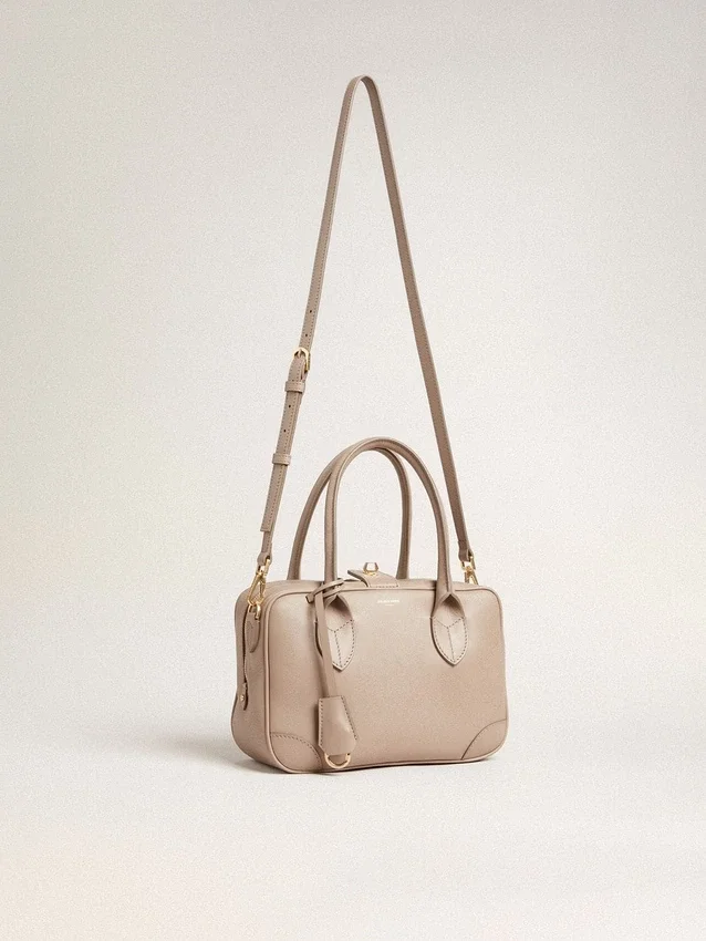 Bolso Vita en piel color topo con detalles dorados