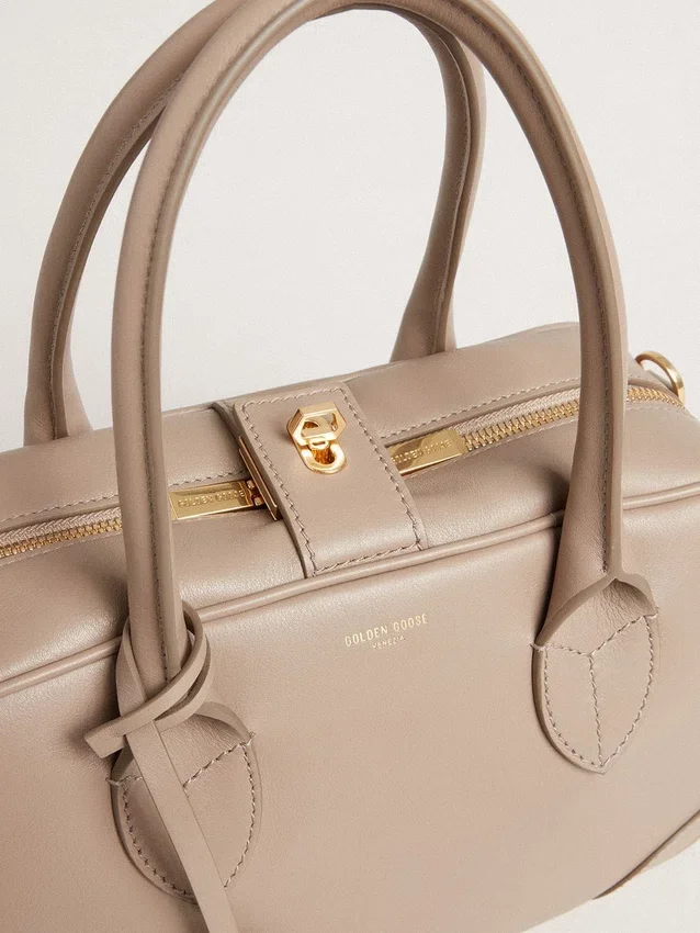 Bolso Vita en piel color topo con detalles dorados