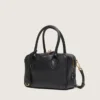 Bolso Vita en piel de oveja negra con detalles dorados