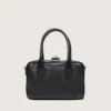 Bolso Vita en piel de oveja negra con detalles dorados