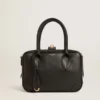 Bolso Vita en piel lisa negra con detalles dorados