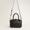 Bolso Vita en piel lisa negra con detalles dorados