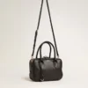 Bolso Vita en piel lisa negra con detalles dorados