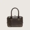 Bolso Vita en piel marrón vintage con detalles dorados