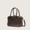 Bolso Vita en piel marrón vintage con detalles dorados