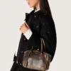 Bolso Vita en piel marrón vintage con detalles dorados