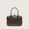 Bolso Vita en piel marrón vintage con detalles dorados