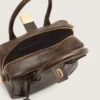 Bolso Vita en piel marrón vintage con detalles dorados
