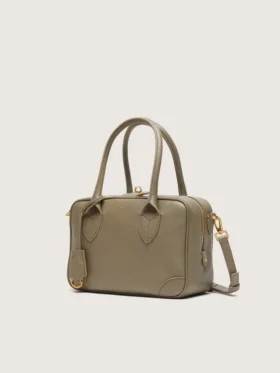 Bolso Vita en piel verde salvia con detalles dorados