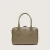 Bolso Vita en piel verde salvia con detalles dorados