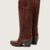 Botas altas Wish Star para mujer en piel marrón con bordados florales