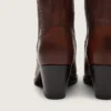 Botas altas Wish Star para mujer en piel marrón con bordados florales