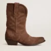 Botas bajas de mujer en ante lavado marrón oscuro