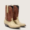 Botas bajas Wish Star para mujer en piel beige y marrón con bordados