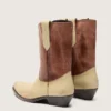 Botas bajas Wish Star para mujer en piel beige y marrón con bordados