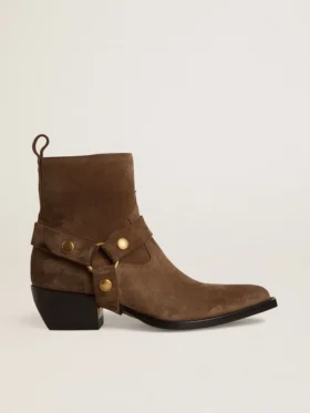 Botas Debbie de caña baja en ante gris paloma con hebilla extraíble