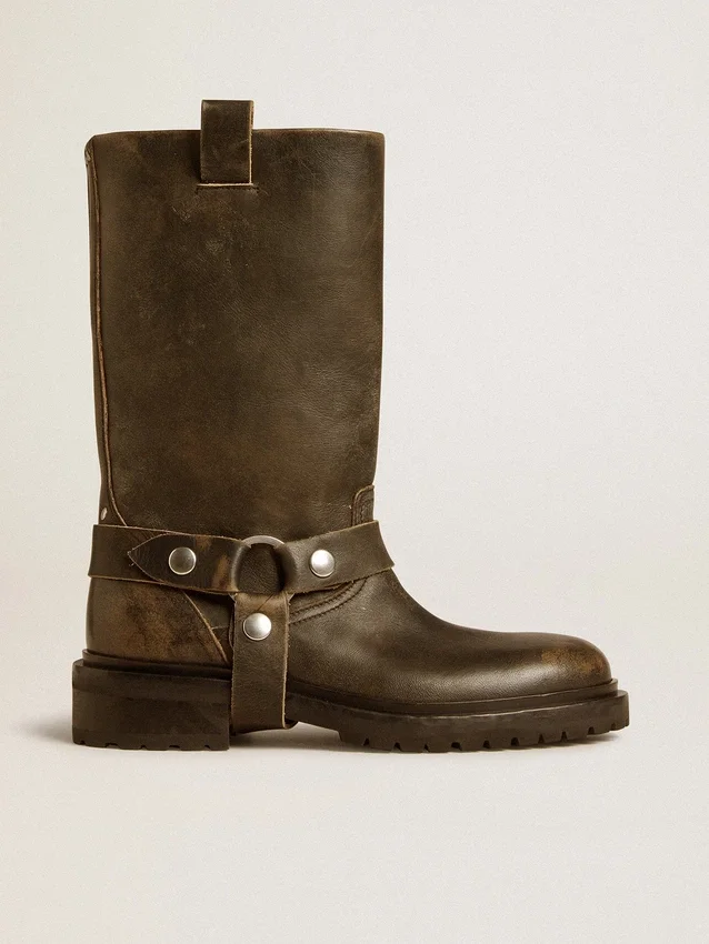 Botas Kurt de piel negra con hebilla plateada
