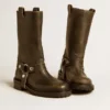 Botas Kurt de piel negra con hebilla plateada