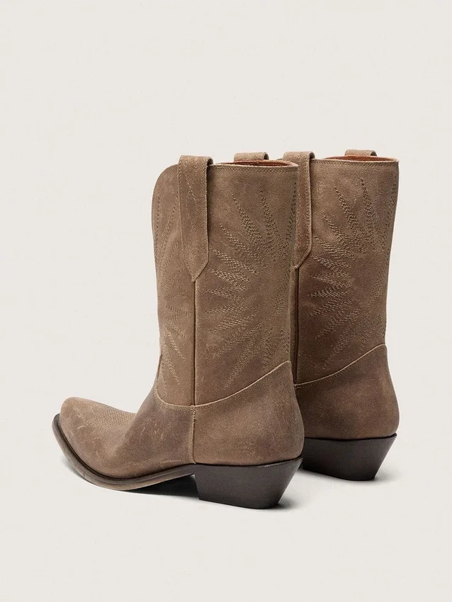 Botas Wish Star bajas para mujer en ante gris con estrella bordada