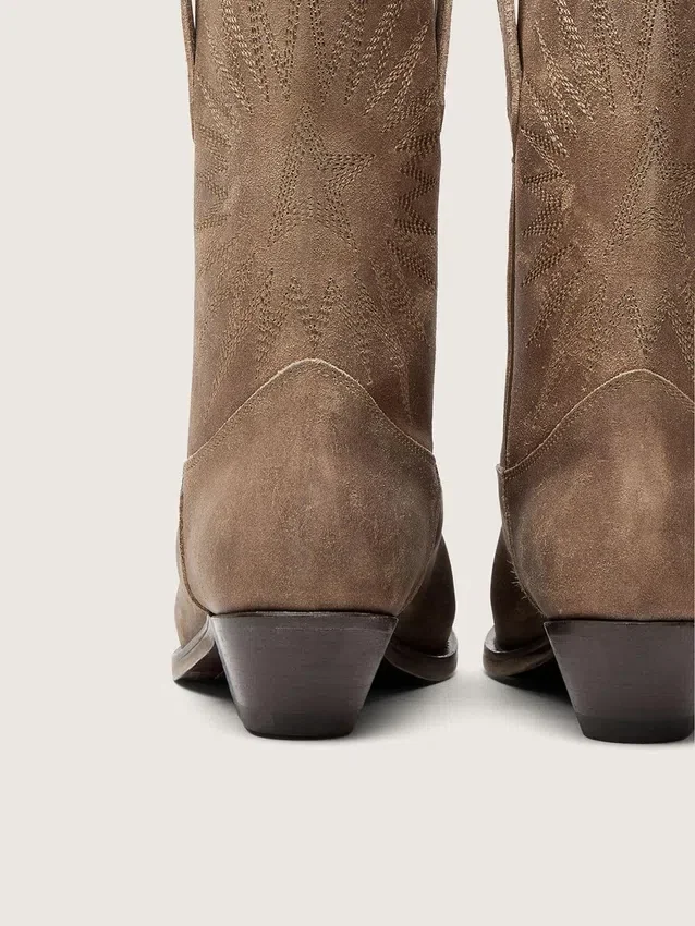 Botas Wish Star bajas para mujer en ante gris con estrella bordada