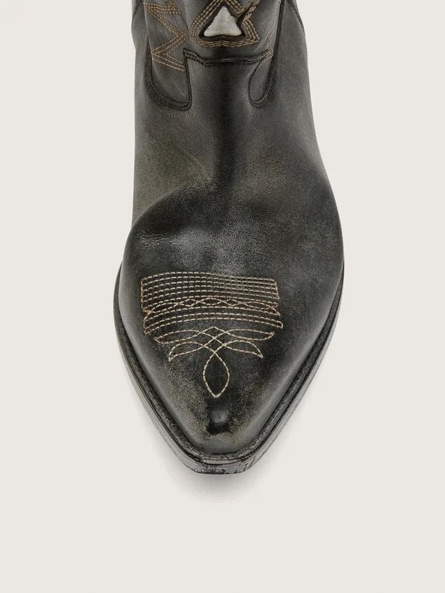 Botas Wish Star de caña baja para hombre en piel negra con estrella plateada