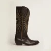 Botas Wish Star de piel negra con estrella incrustada de piel laminada en platino