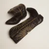 Botas Wish Star de piel negra con estrella incrustada de piel laminada en platino