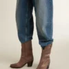 Botas Wish Star en piel gris paloma con detalles de incrustaciones tono sobre tono