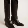 Botas Wish Star para mujer en piel negra con estrella bordada